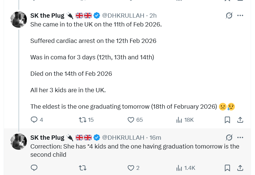 Nigerian woman d!es less than 20 hours after arriving UK for her child's graduation ceremony